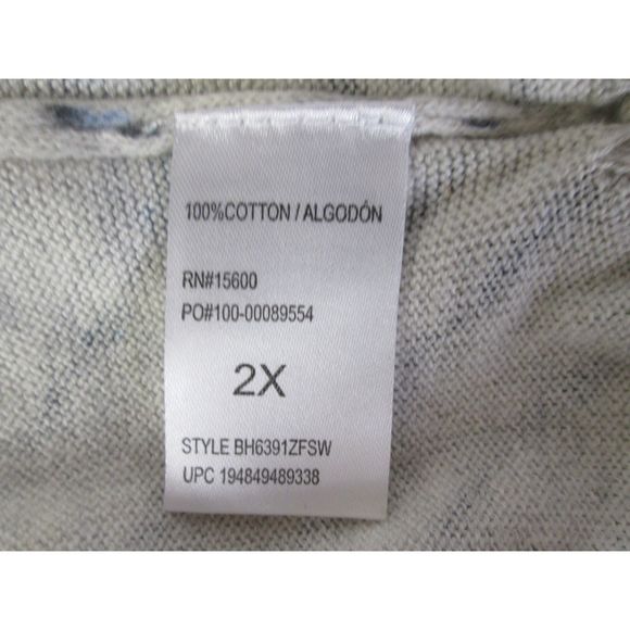 Democracy Jersey Knit Sweater Gray Tiger Tie Sides Pockets Cotton 2X (B9-129) - Picture 10 of 12